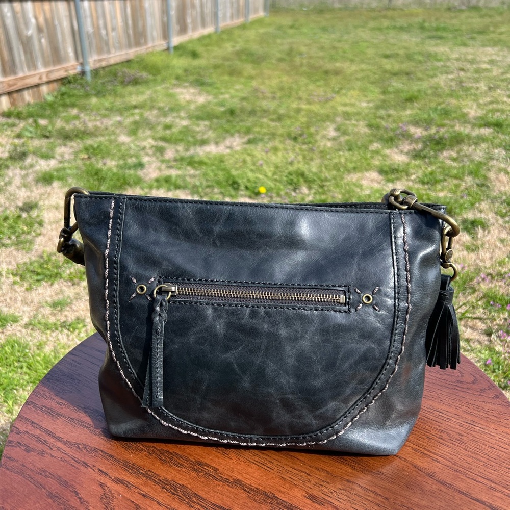 The Sak Black Leather Shoulder Bag with Relaxed Structure